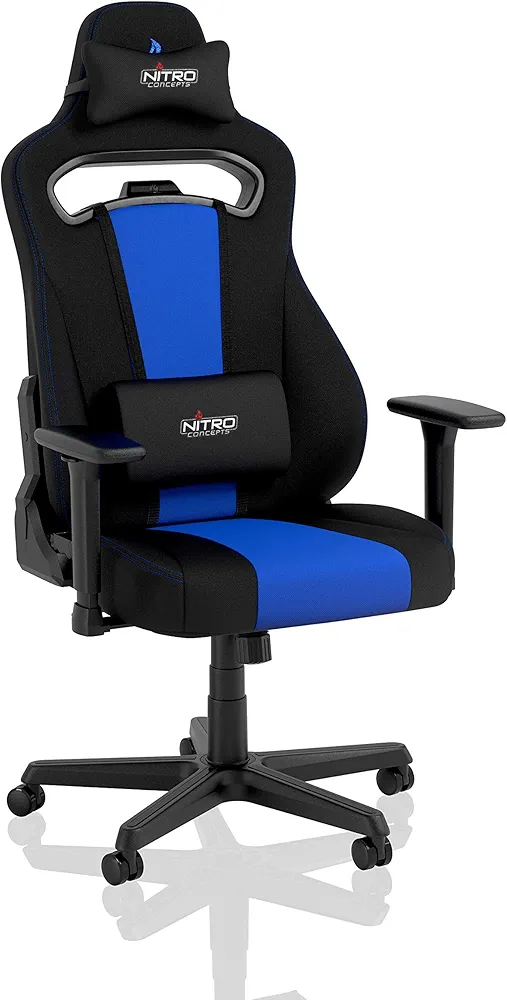 NITRO CONCEPTS E250 Gaming Chair - Galactic Blue - Office Chair - Cloth Cover - Ergonomic - Up to 125 kg Users - Black/Blue