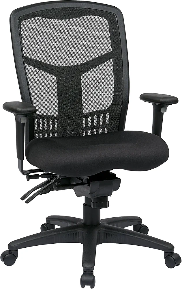 Office Star ProGrid Breathable Mesh Manager's Office Chair with Adjustable Seat Height, Multi-Function Tilt Control and Seat Slider, High Back, Coal FreeFlex Fabric