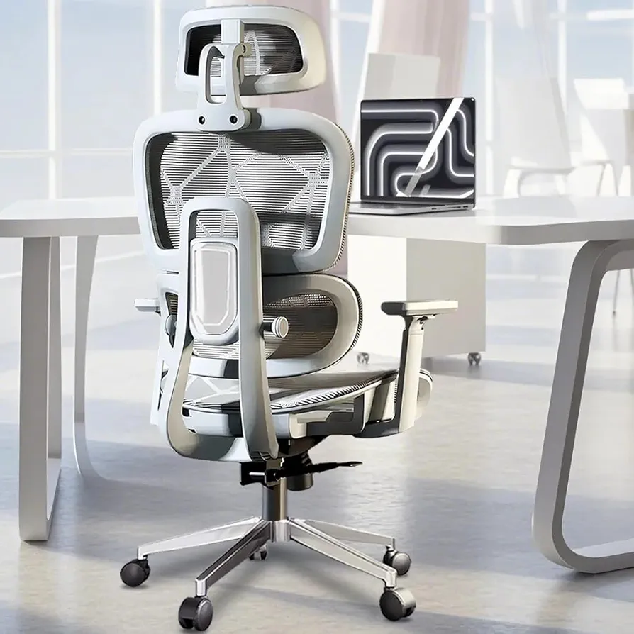 Ergonomic Office Chair, High Back Mesh Gaming Chair with 4-Gear Adjustable Lumbar Support, 3D Armrest and Adjustable Headrest, Comfy Computer Desk Chair mit Tilt Function for Home Office