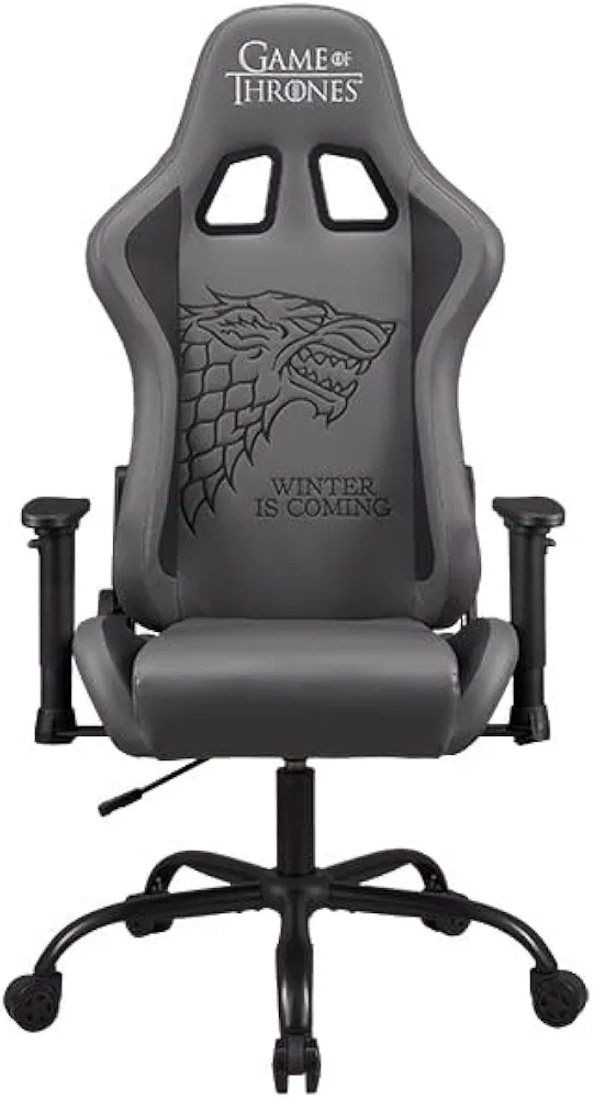 Game of Thrones - Gaming Chair or Office Chair, Adult Gamer Chair, Comfortable seat, Integrated headrest, Adjustable armrests and Height, Ergonomic backrest - Black