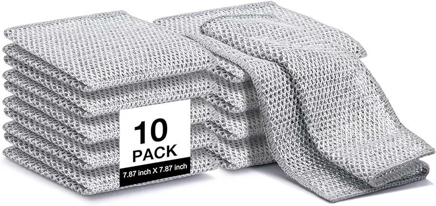 Non Scratch Wire Dishcloth, Multipurpose Wire Dishwashing Rag for Wet and Dry, Multifunctional Dish Rags for Washing Dishes, Reusable Steel Wool Scrubber for Kitchen Cleaning