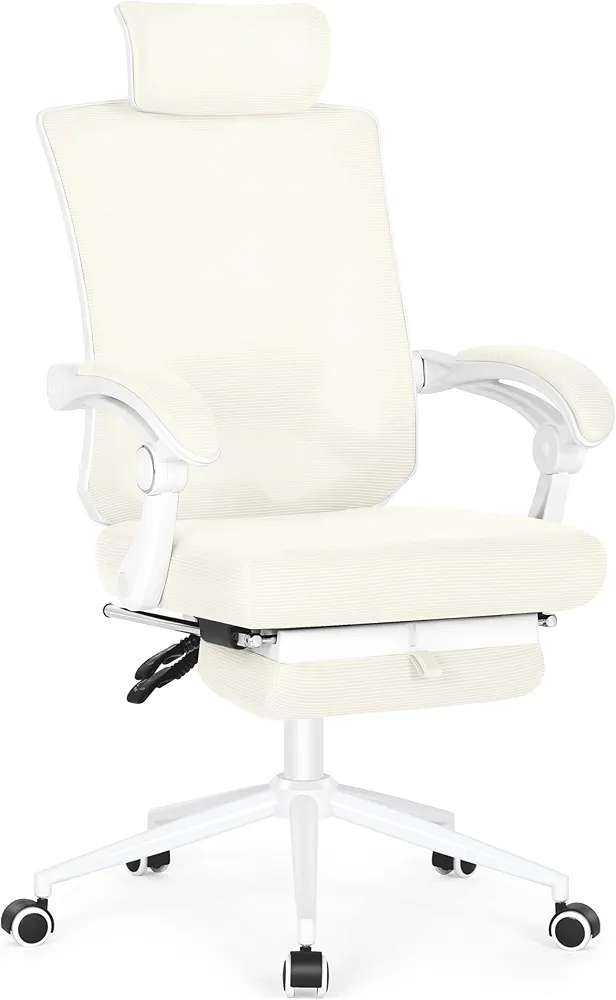 Misolant Ergonomic Office Chair with Footrest, Ergonomic Desk Chair with Adjustable 2D Lumbar Support, High Back Office Chair with Adjustable Headrest, Comfortable Executive Office Chair