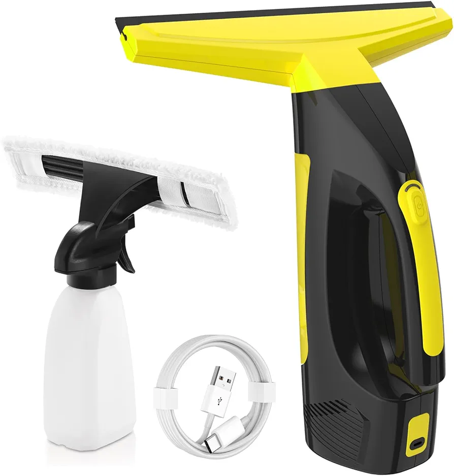 Window Vacuum Squeegee Cordless, Window Vac with Detachable Water Tank and Strong Suction, Electric Window Cleaning Tool for Shower Wall, Mirror, Glass, Car Windshield, Countertop, Tiles