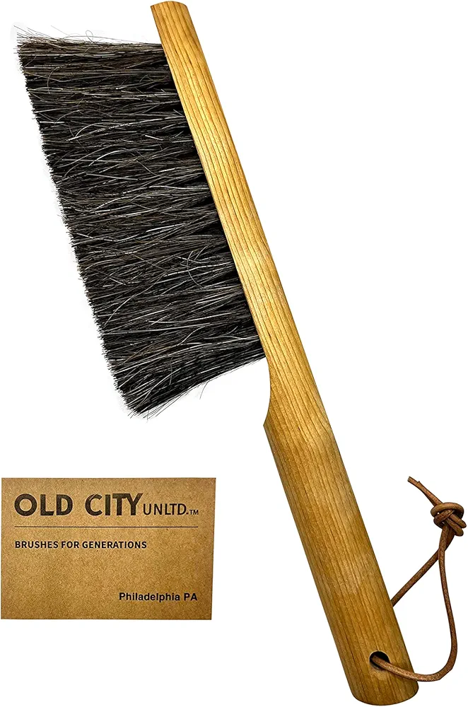 Dustpan Bench Woodworking Brush-USA 13 inch Horsehair Brushes are Used for Counter, Furniture, Drafting, Patio, Fireplace Cleaning, Shop Brush, Leather Tie, Woodworking Tool & Accessories