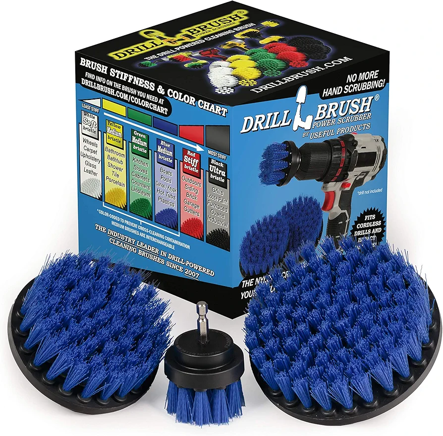 Kayak - Canoe - Yacht - Raft - Drill Brush - Boat Accessories - Fiberglass - Hull Cleaner - Cleaning Supplies - Pond Scum, Oil Residue, Weeds, Barnacles, Oxidation - Spin Brush Kit
