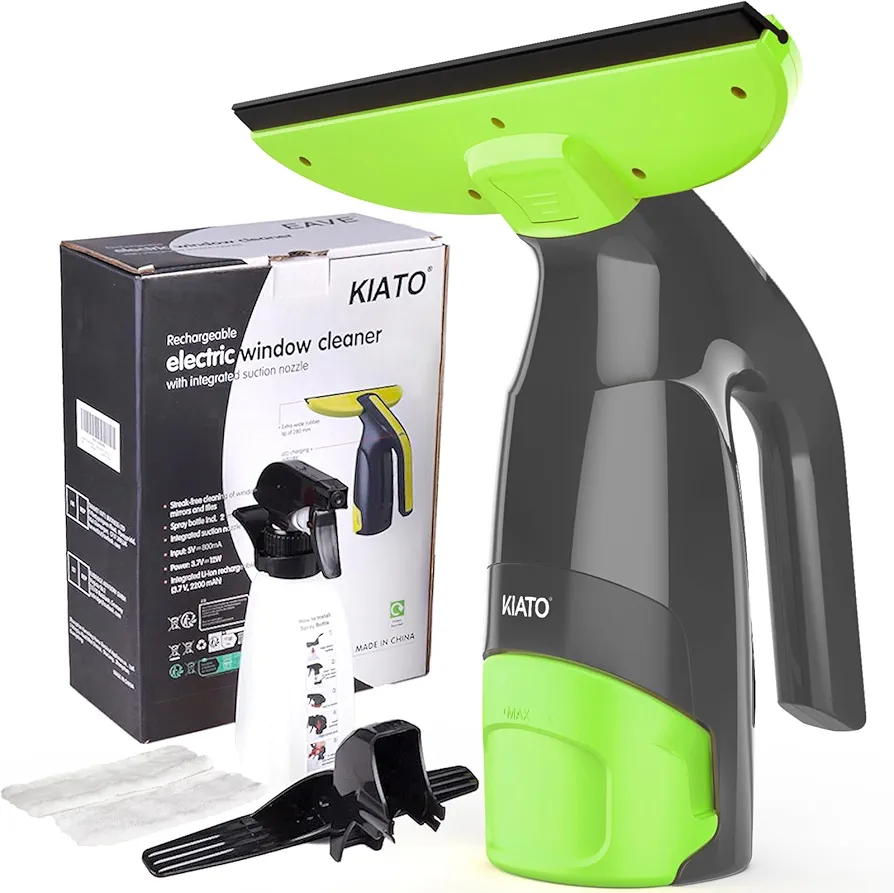 Window Vacuum, Window Vacuum Squeegee, Cordless Window Vacuum Cleaner, Rechargeable Window Vac with Spray/Wipe/Suck up Water, Electric Squeegee for Windows, Tiles, Glass, Mirror, 200ml Water Tank