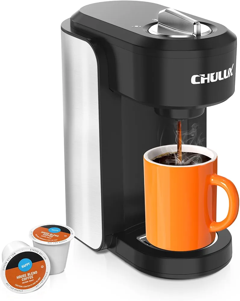 CHULUX Compact Coffee Maker Single Serve, Instant One Cup Coffee Pod Maker for K Cup & Tea Capsule