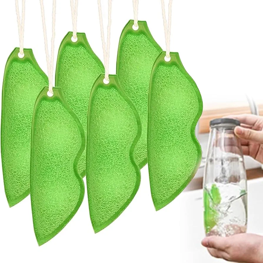 Magic Beans Bottle Cleaner, Bottle Cleaning Sponge, Beans-Shaped Bottle Cleaning Sponge, Reuseable Bottle Cleaning Sponge, Heat Resistance Bottle Sponge for Internal Cleaning of Small Mouth (6Pcs)