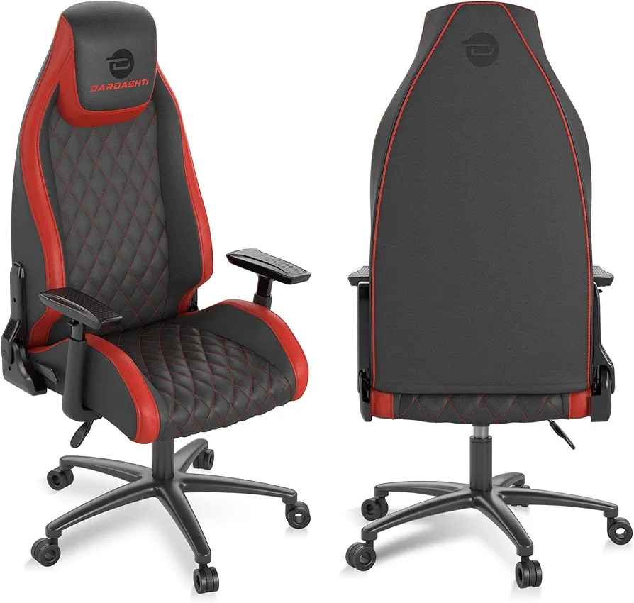 Atlantic Dardashti Gaming/Executive Chair –Molded Cold-Cure Foam, ANSI/BIFMA X5.1 Tested, Class-4 Heavy-Duty Gas Piston, 350 lbs. Weight Load, 8-Way Arm Rests, PN 78050357 – Black and Ruby Red