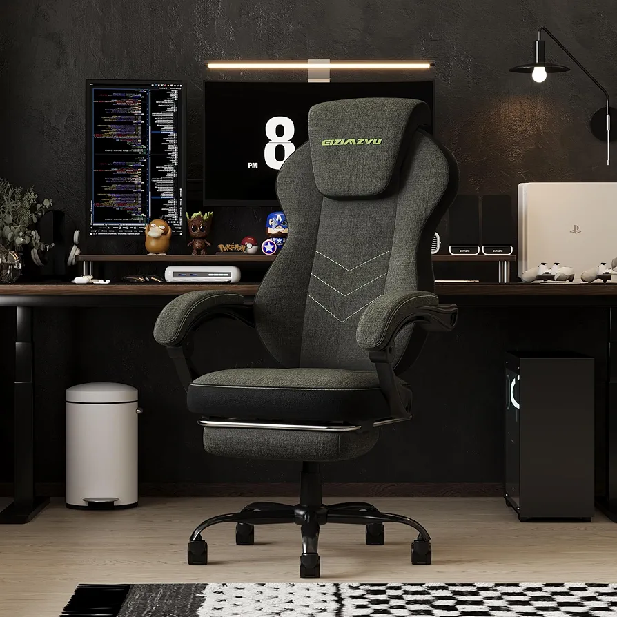 Ergonomic Office Chair with Adjustable Headrest and Footrest, High Back Computer Desk Chair with Linkage Armrests, Reclining Swivel Chair for Home Office, Executive Office Chair (274-Green)