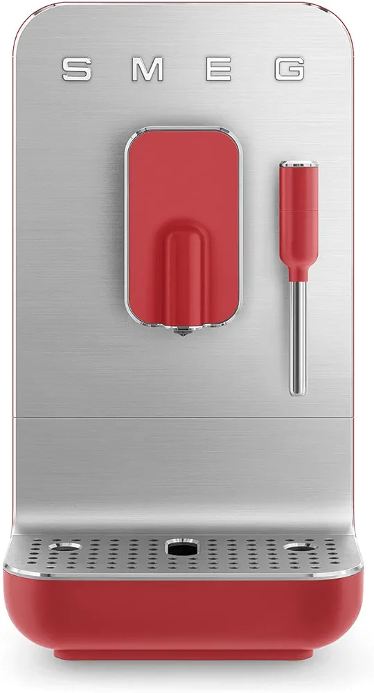 Smeg Fully Automatic Coffee Machine with Steam, Black BCC02RDMUS, Whole Bean Grinder and Titan Renew Water Tank