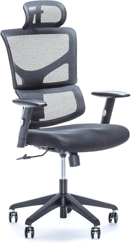 X-Chair X-Basic Task Chair, Black Flex Mesh with Headrest - Ergonomic Office Seat/Adjustable Backrest/Foam Seat/Relaxed Recline/Perfect for Office or Home Desk