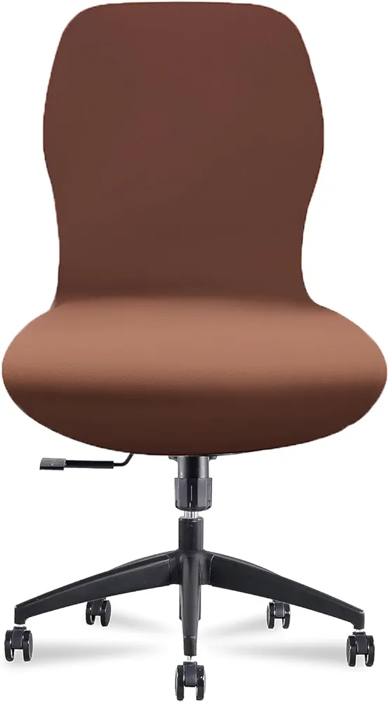 Deisy Dee Velvet Stretch Armless Office Chair Covers - Colorful Stretch Slipcover for Desk Chairs (Coffee)