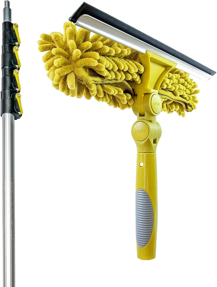 DOCA Window Washing Kit with Extension Pole – 6-24 Ft Telescoping Pole (30+ Ft Reach) – Window Squeegee with Extension Pole with Pivot System - Squeegee Dual Plane