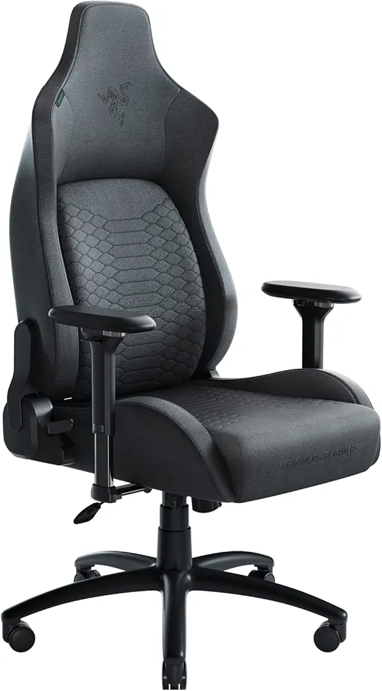 Razer Iskur XL Fabric Gaming Chair: Ergonomic Lumbar Support System - Ultra-Soft, Spill-Resistant Fabric Foam Cushions - 4D Armrests - Engineered to Carry- Foam Head Cushion - Dark Gray