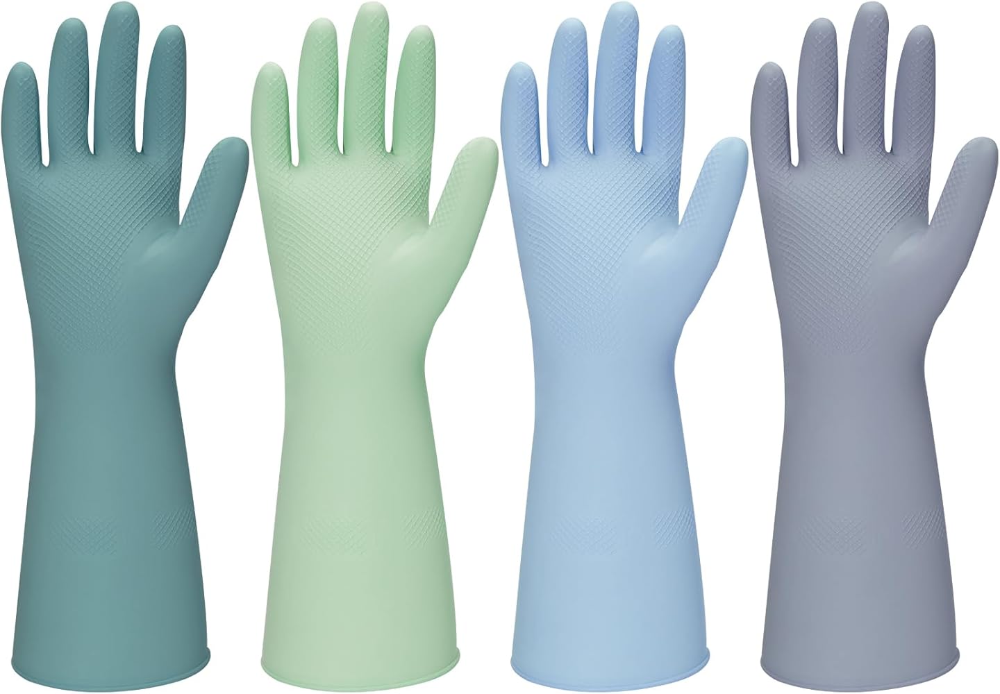 Rubber Kitchen Dishwashing Gloves - 4 Pairs Reusable Household Cleaning Gloves For Washing Dishes & Cleaning Tasks