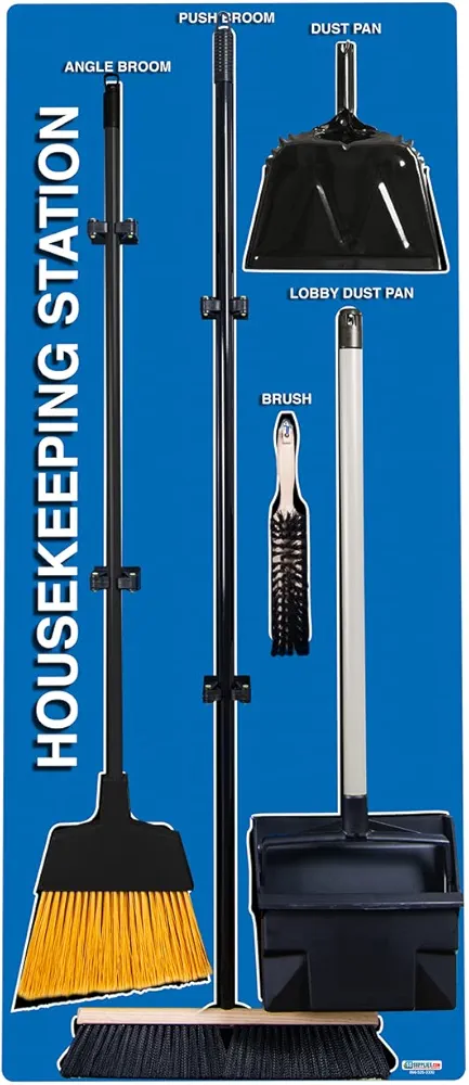 5S Housekeeping Shadow Board Broom Station Blue (with Broom Kit)