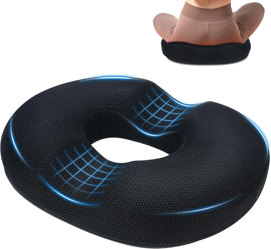 Laelr Donut Pillow Seat Cushion for HIPS Pain Relief Non-Slip Memory Foam Comfort Donut Pillow Ideal for Seat Cushions for Home Office Car Truck Chairs Gaming Chair Long Sitting