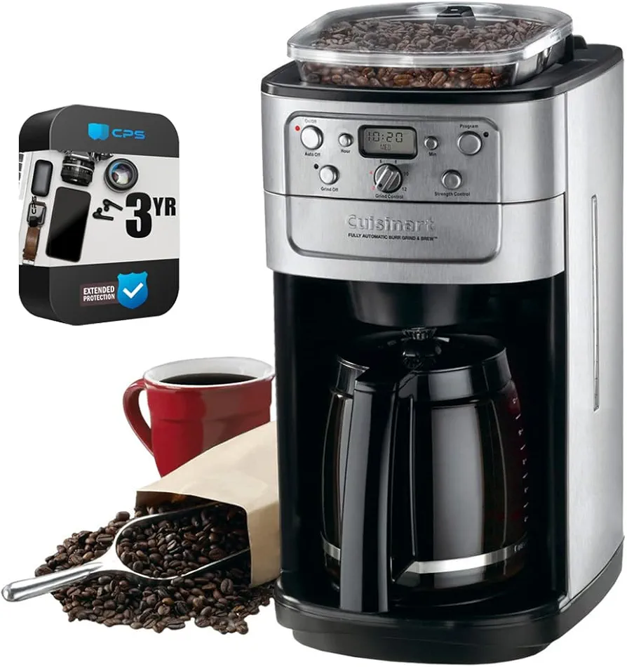 Cuisinart DGB-1400BCPCFR Grind and Brew 12-Cup Coffee Maker (Renewed) Bundle with 3 Year CPS Enhanced Protection Pack