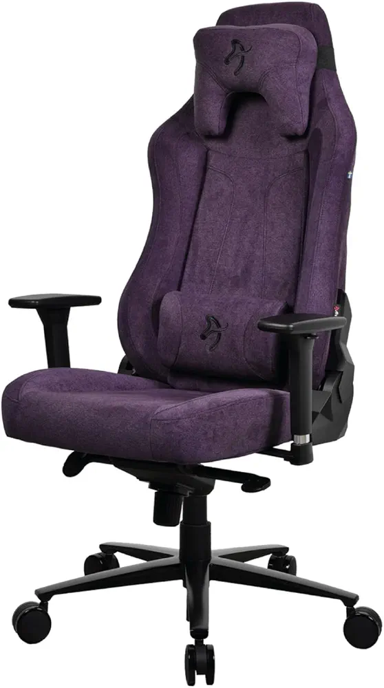 Arozzi Vernazza Soft Fabric Durable Upholstery Ergonomic Office and Gaming Chair with High-Level Features Like 3D Armrests and a Pro Mechanism Along with Soft Neck & Lumbar Support Pillows - Purple