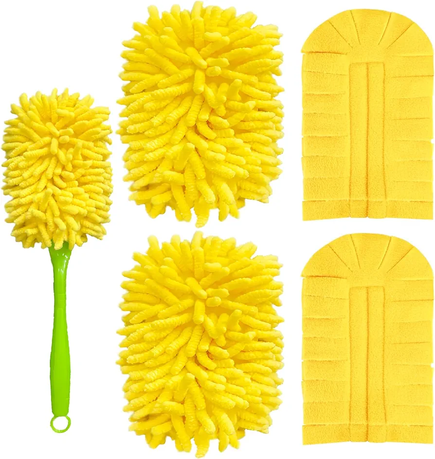 4Pack Reusable Duster Compatible with Swiffer Hand Duster Refill Microfiber 360 Heavy Duty Dusters Refills Washable Duster Pads for Cleaning Ceiling Fan Hardwoods Window(Handle is Not Included)