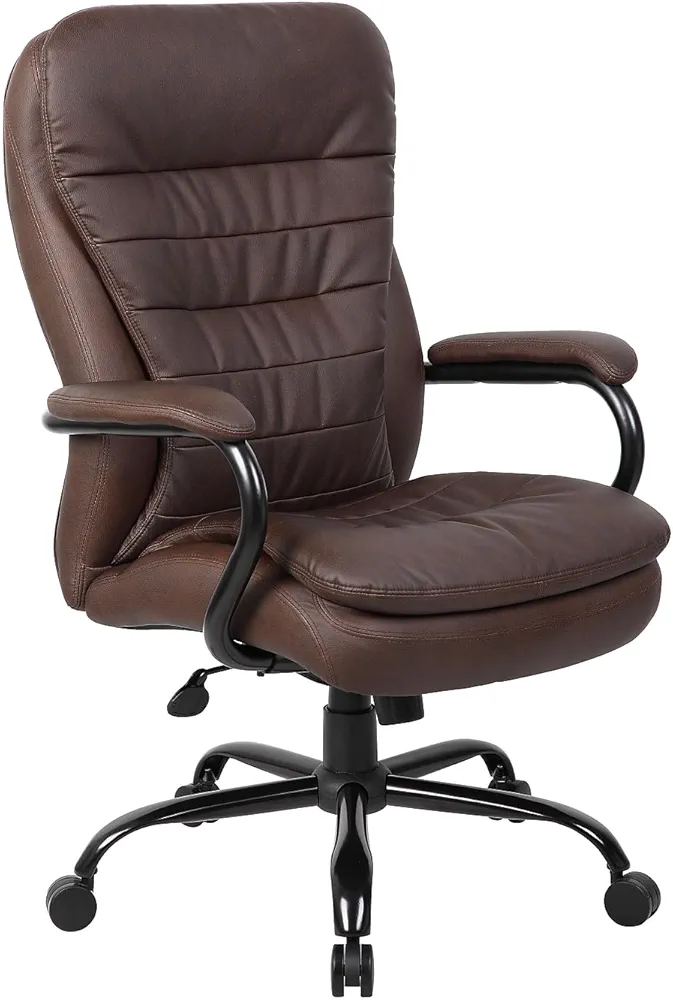 Boss LeatherPlus Faux Leather Executive Big & Tall Chair, 400 lb. Capacity, Bomber Brown (B991-BB)