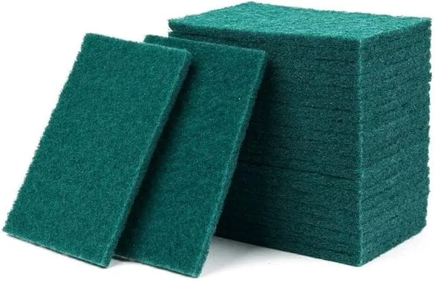 100 Pack - Heavy Duty Scouring Pad, Green Scrubbing Pads Bulk, Dish Scrubber Reusable for Cleaning, Multipurpose Non-Scratch Scour Pads for Household Kitchen Dishes Pots Pans & Metal Grill - 3x4 Inch