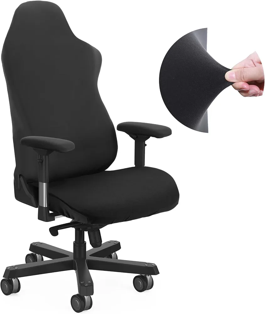 Tatuo Gaming Chair Covers with Armrest Cover Stretchy Polyester Computer Gaming Chair Slipcovers Gaming Racing Seat Chair Protector for Armchair, Swivel Chair, Gaming Chair (Black)