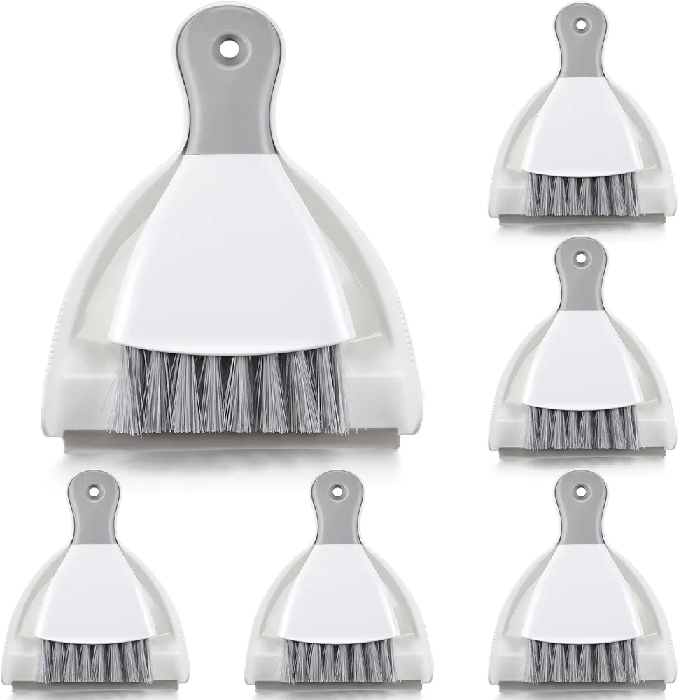 Zopeal 6 Sets Mini Dustpan and Brush Cleaner Set Small Whisk Hand Broom and Dust Pan Portable Multifunctional Cleaning Tool for Car Table Desk Countertop Kitchen Key Board Home Cat Dog Other Pets Nest