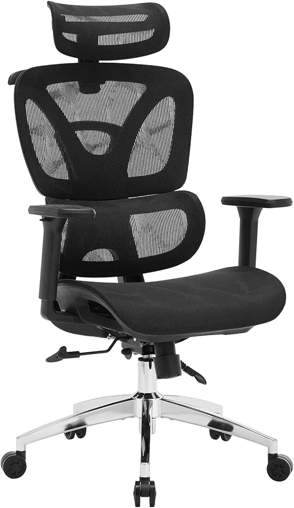 Ergonomic Office Chair, High Back Ergonomic Desk Chair with Adjustable Lumbar Support,Mesh Home Office Chair Gaming Chair,Up to 400LB,Black