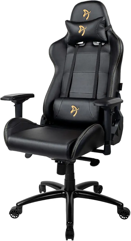 Arozzi Verona Signature Premium PU Ergonomic Computer Gaming Chair Office Chair with Recliner Swivel Tilt Rocker 4D Armrests and Neck and Lumbar Pillows - Black with Red Accents