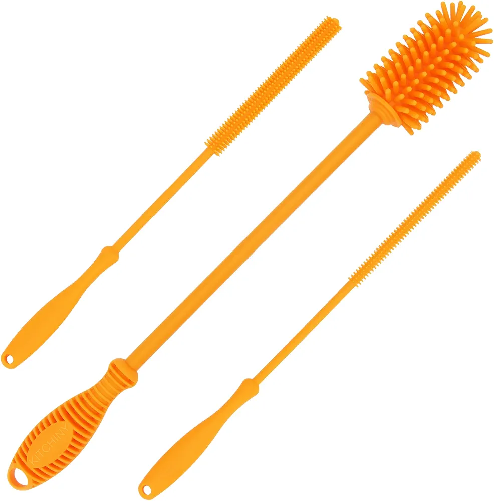 12.5" Silicone Bottle Brush and Straw Cleaner Brushes | Bottle Cleaner Brush for Hydroflasks, Insulated Sports Bottles and Straws | Water Bottle Brush Cleaner for Narrow Neck containers
