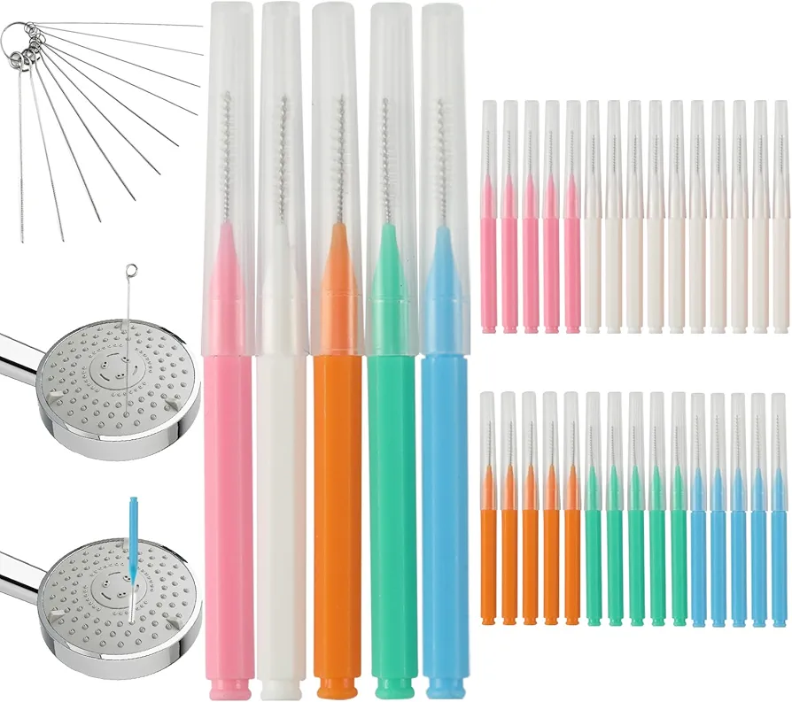 Shower Head Cleaning Brush for Small Hole, Multifunctional Shower Head Cleaner Tool Anti-Clogging Nozzle with Storage Boxes, Showerhead Cleaner Picks for Household Bathroom, 30 Pcs