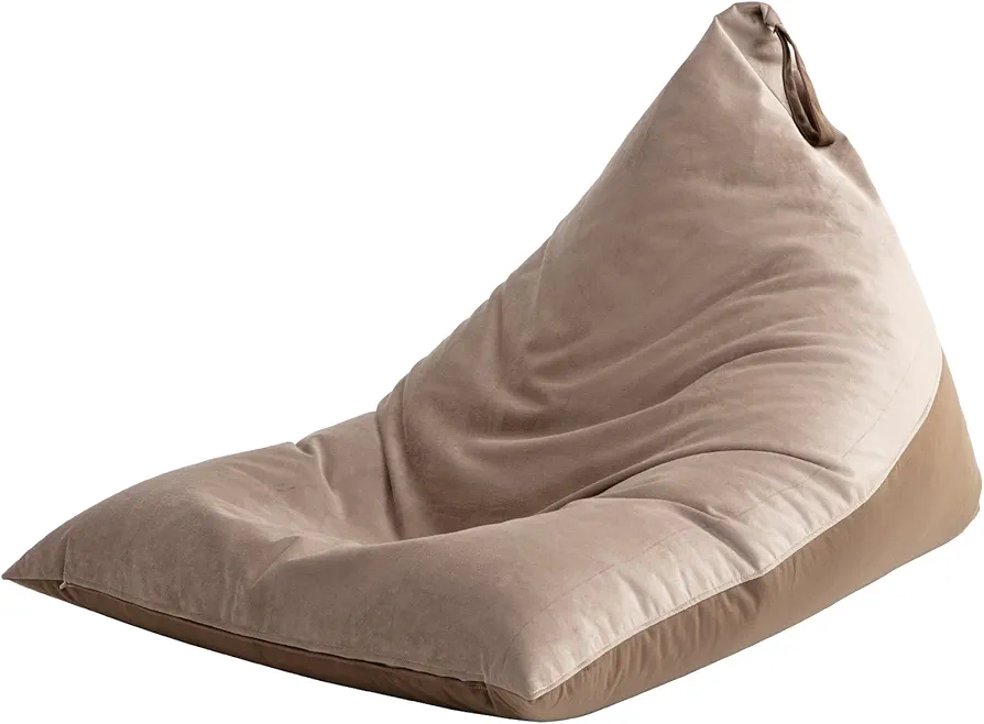 Nobildonna 4ft Bean Bag Chair Cover (No Filler) for Adults, 400L Extra Large Premium Velvet Beanbag Chair Cover, Washable Beanbag Without Filling Ultra Soft Triangular Lazy Sofa Cover (Brown)