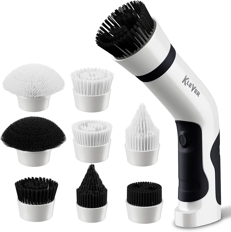 Cordless Hand Held Power Scrubber for Cleaning - Rechargeable Electric Spin Scrubber with 8 Brush - Automatic Electronic Rotating Scrubbing Tool for Home Bathroom Bathtub Shower Kitchen Sink Surface