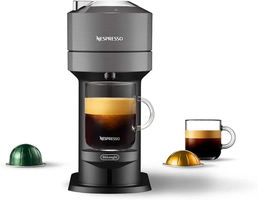 Nespresso Vertuo Next Coffee and Espresso Machine by De'Longhi, Dark Grey, Compact, One Touch to Brew, Single-Serve Coffee Maker and Espresso Machine (Renewed)