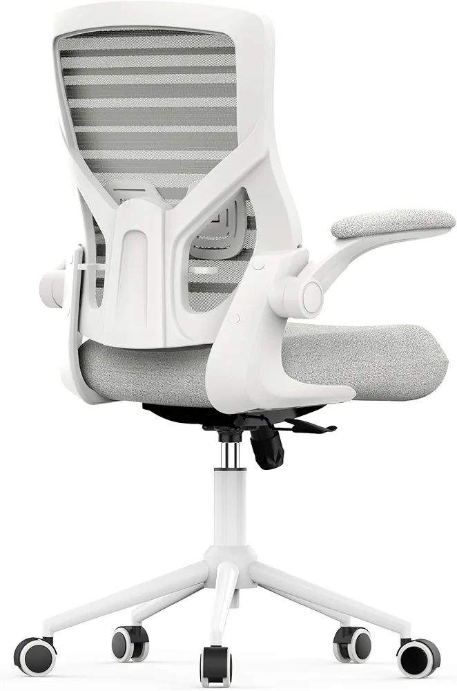 Ergonomic Office Chair, Computer Desk Chair with Padded Lumbar Support, Mesh Computer Chair with Durable Molded Foam Cushion and Flip-up Armrests, Perfect for Study or Office