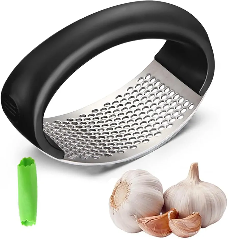 Stainless Steel Garlic Crusher - Garlic Crusher, 2025 Upgraded Home Kitchen Utensils Portable Manual Garlic Crusher, Home & Kitchen Garlic Press (1, Black)