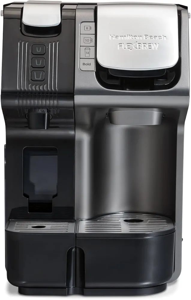 Hamilton Beach FlexBrew Trio 2-Way Coffee Maker, Compatible with K-Cup Pods or Grounds, Combo, Single Serve & Espresso Machine with 19 Bar Pump, 56 oz. Removable Reservoir, Black
