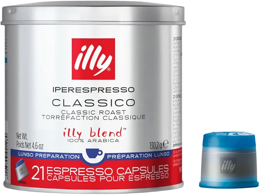illy Coffee iperEspresso Capsules - Single-Serve Coffee Capsules & Pods - Single Origin Coffee Pods – Classico Lungo Medium Roast with Notes of Caramel - For iperEspresso Capsule Machines – 21 Count