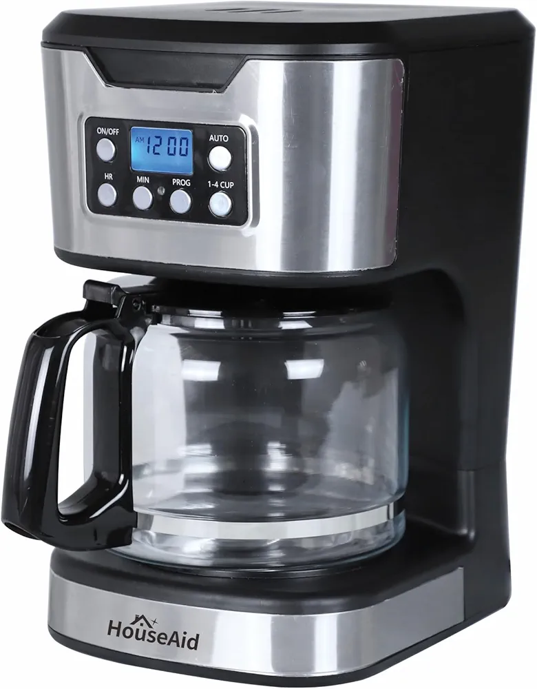 12-Cup Programmable Coffee Maker, 900W with Stainless Steel, Anti-Drip, High-Density Filter, Keep-Warm, Auto Shut-Off - Ideal for Home or Office